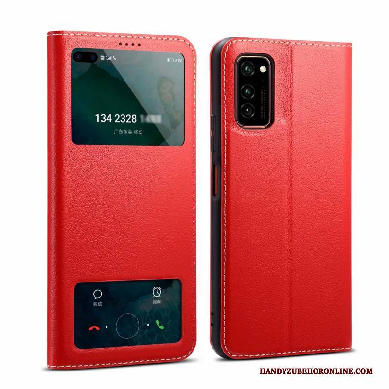 Hülle Honor 30 Pro Schutz Rot Handyhüllen, Case Honor 30 Pro Leder