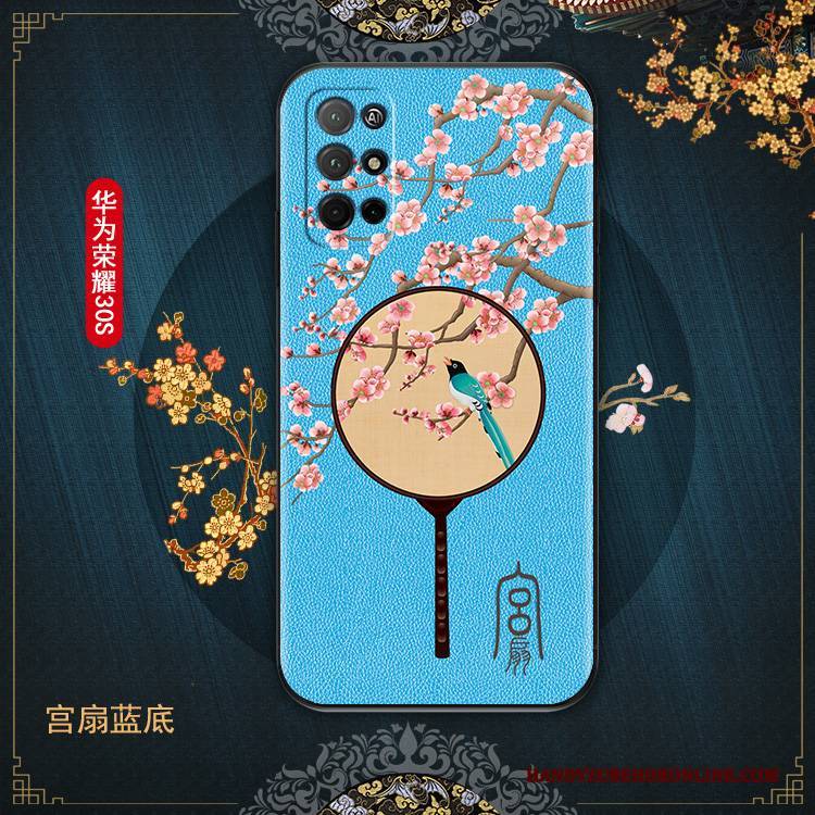 Hülle Honor 30s Kreativ Chinesische Art Neu, Case Honor 30s Weiche Anti-sturz Blau