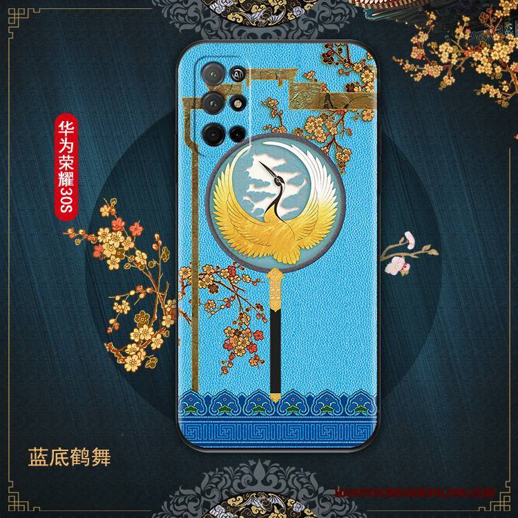 Hülle Honor 30s Kreativ Chinesische Art Neu, Case Honor 30s Weiche Anti-sturz Blau