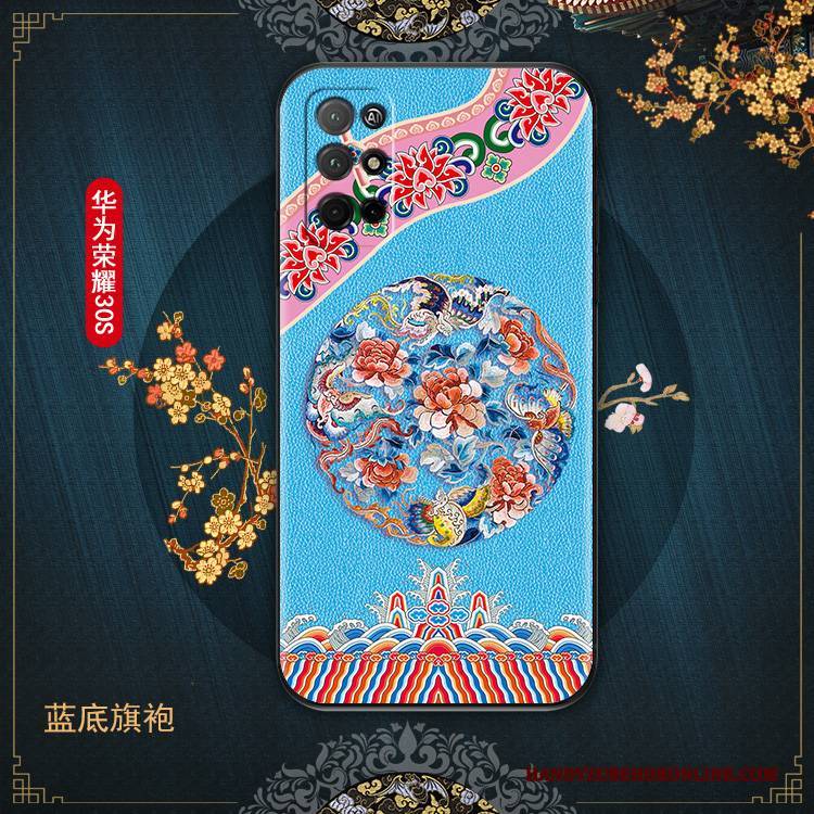 Hülle Honor 30s Kreativ Chinesische Art Neu, Case Honor 30s Weiche Anti-sturz Blau