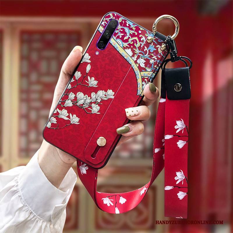 Hülle Honor 9x Pro Prägung Anti-sturz Rot, Case Honor 9x Pro Silikon Hängende Verzierungen Chinesische Art