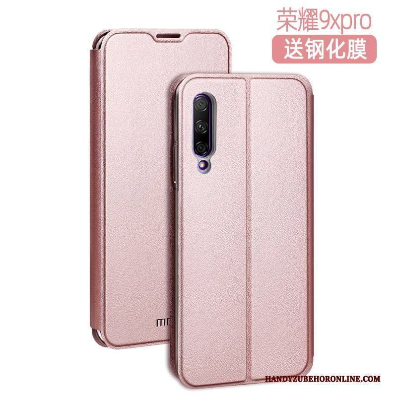 Hülle Honor 9x Pro Taschen Handyhüllen Rosegold, Case Honor 9x Pro Lederhülle Anti-sturz Mesh