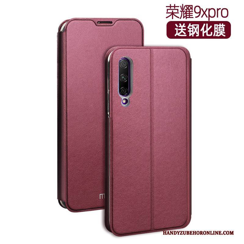 Hülle Honor 9x Pro Taschen Handyhüllen Rosegold, Case Honor 9x Pro Lederhülle Anti-sturz Mesh