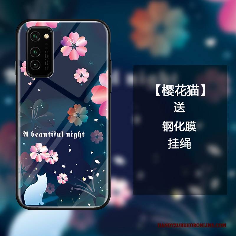 Hülle Honor View30 Pro Schutz Handyhüllen Glas, Case Honor View30 Pro Blau Sakura