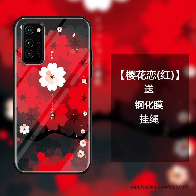 Hülle Honor View30 Pro Schutz Handyhüllen Glas, Case Honor View30 Pro Blau Sakura