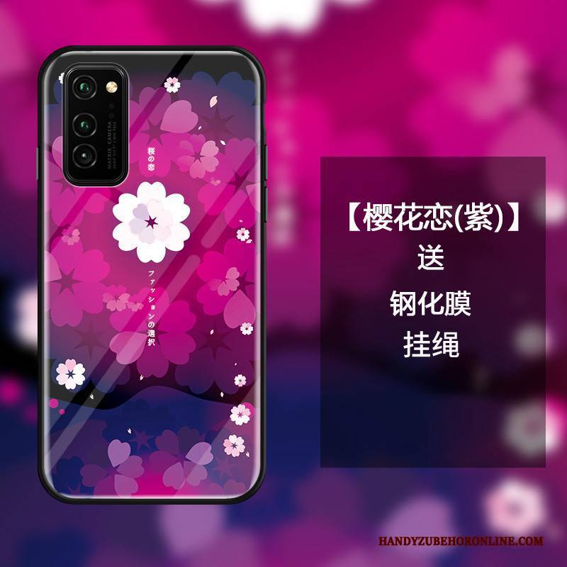 Hülle Honor View30 Pro Schutz Handyhüllen Glas, Case Honor View30 Pro Blau Sakura