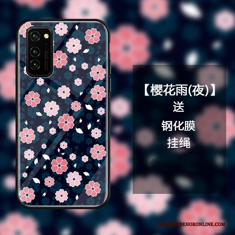 Hülle Honor View30 Pro Schutz Handyhüllen Glas, Case Honor View30 Pro Blau Sakura