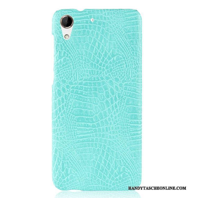 Hülle Htc Desire 728 Retro Krokodilmuster Schwer, Case Htc Desire 728 Schutz Blau Handyhüllen