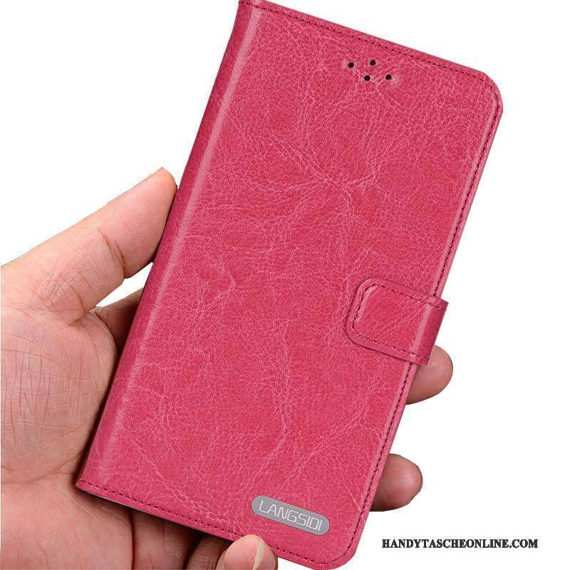 Hülle Htc Desire 825 Leder Anti-sturz Handyhüllen, Case Htc Desire 825 Folio Weinrot Schlank