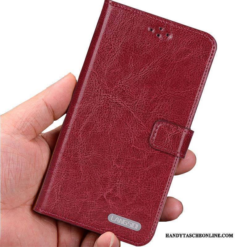 Hülle Htc Desire 825 Leder Anti-sturz Handyhüllen, Case Htc Desire 825 Folio Weinrot Schlank