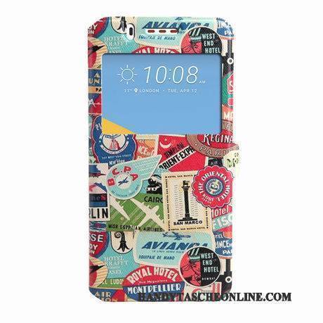 Hülle Htc Desire 825 Schutz Windows Trend, Case Htc Desire 825 Lederhülle Handyhüllen Schwarz