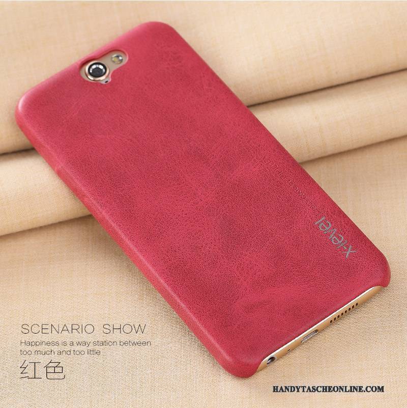 Hülle Htc One A9 Lederhülle Trend Rot, Case Htc One A9 Schutz Anti-sturz Handyhüllen