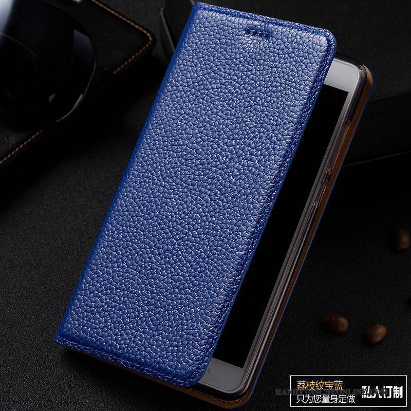 Hülle Htc One A9 Schutz Blau Litchi, Case Htc One A9 Leder Handyhüllen Anti-sturz