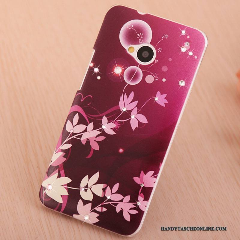 Hülle Htc One M7 Gemalt Lila Handyhüllen, Case Htc One M7 Strass Licht