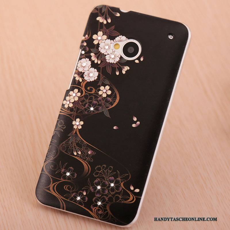 Hülle Htc One M7 Gemalt Lila Handyhüllen, Case Htc One M7 Strass Licht