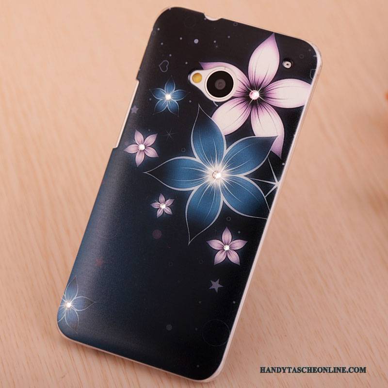 Hülle Htc One M7 Gemalt Lila Handyhüllen, Case Htc One M7 Strass Licht