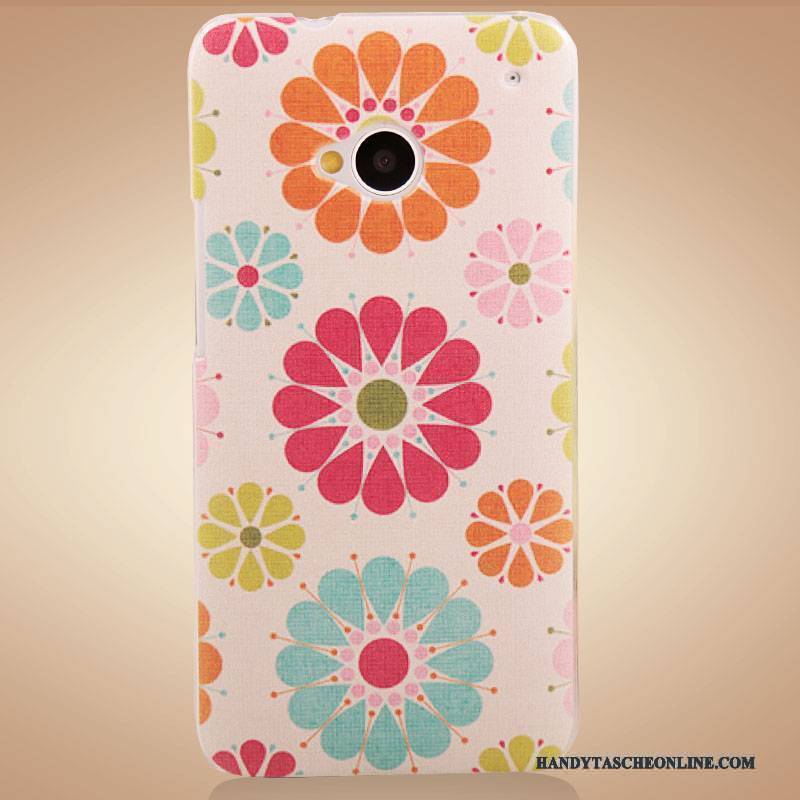 Hülle Htc One M7 Schutz Handyhüllen Zubehör, Case Htc One M7 Farbe Lila Blumen