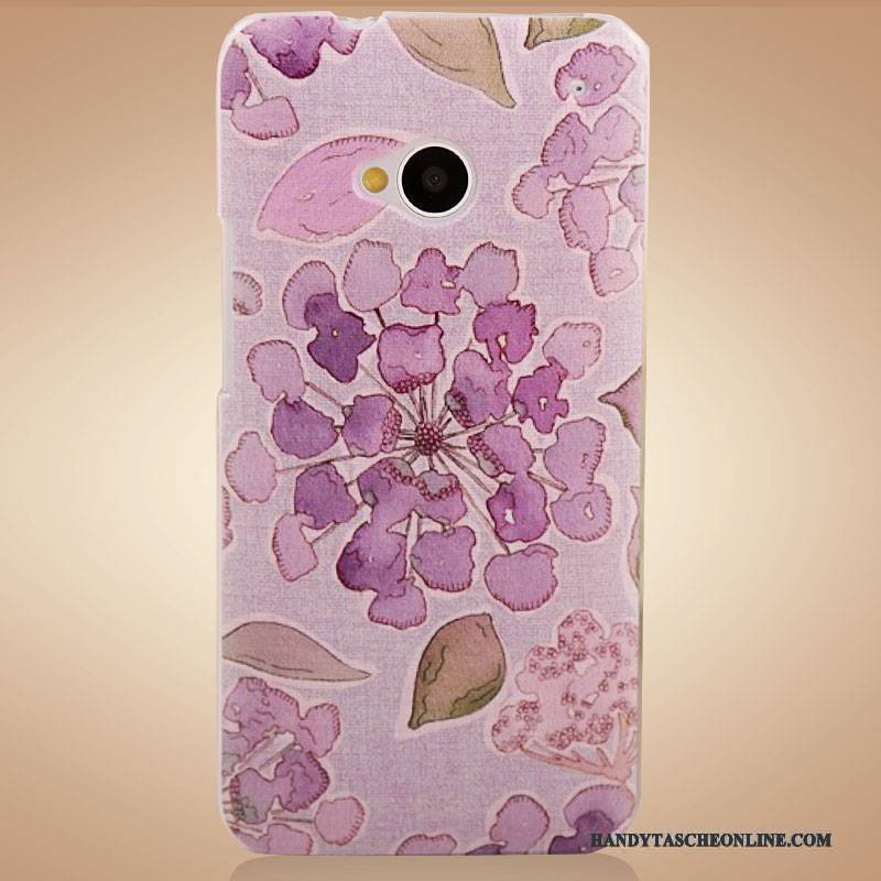 Hülle Htc One M7 Schutz Handyhüllen Zubehör, Case Htc One M7 Farbe Lila Blumen