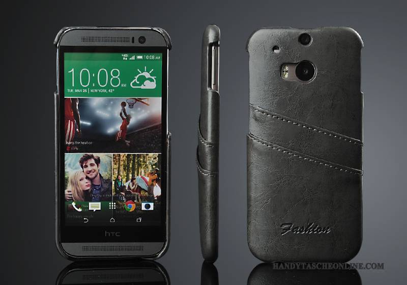 Hülle Htc One M8 Leder Handyhüllen Rot, Case Htc One M8 Schutz Hintere Abdeckung Trend