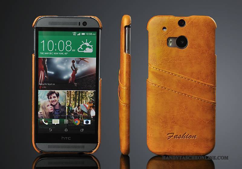 Hülle Htc One M8 Leder Handyhüllen Rot, Case Htc One M8 Schutz Hintere Abdeckung Trend