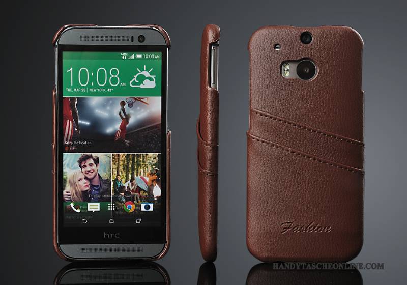 Hülle Htc One M8 Leder Handyhüllen Rot, Case Htc One M8 Schutz Hintere Abdeckung Trend