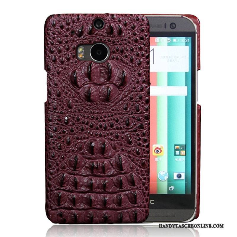 Hülle Htc One M8 Lederhülle Handyhüllen Anti-sturz, Case Htc One M8 Schutz Rot Lila