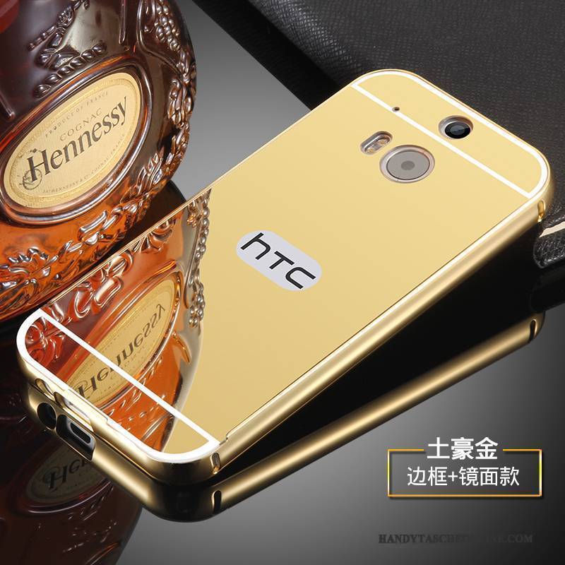 Hülle Htc One M8 Metall Handyhüllen Membran, Case Htc One M8 Schutz Temperieren Gold