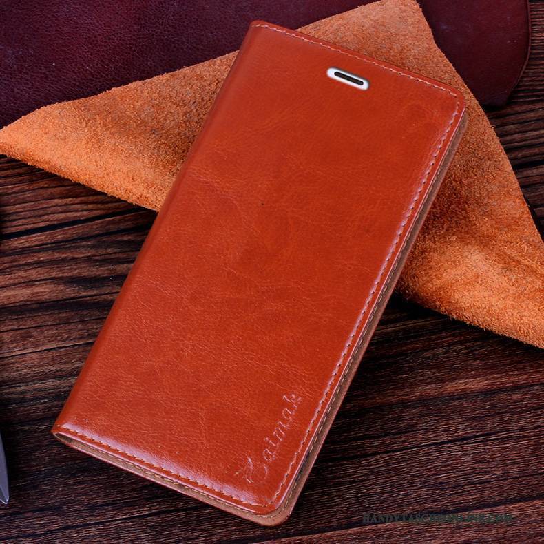 Hülle Htc One M9 Lederhülle Orange Handyhüllen, Case Htc One M9 Schutz