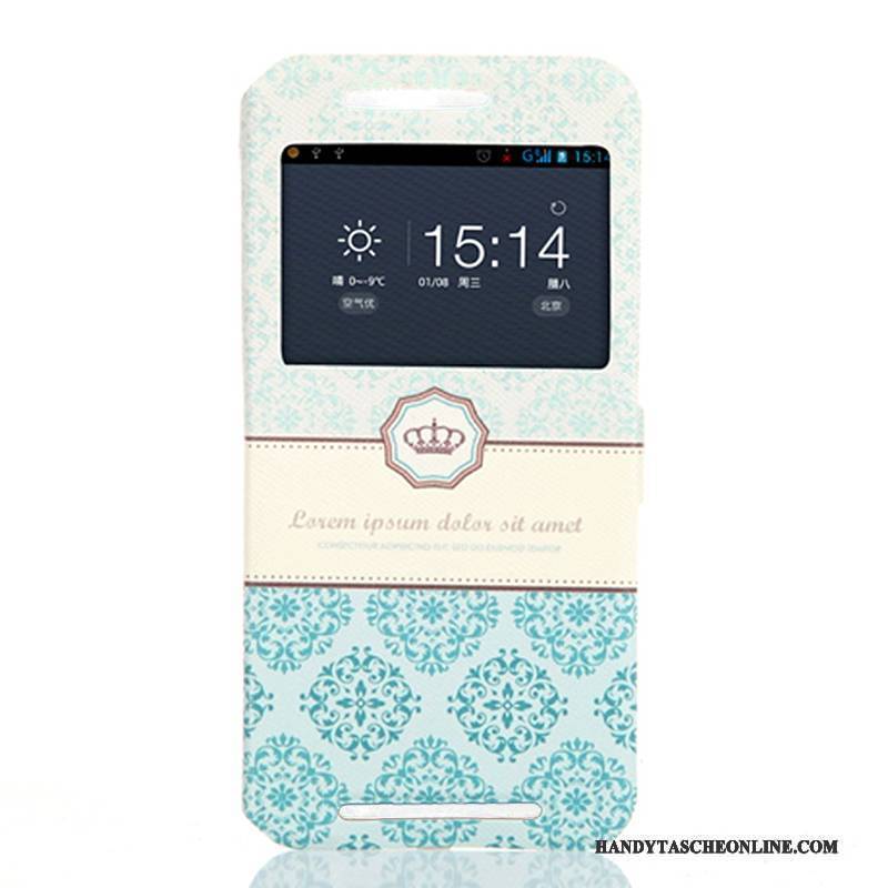 Hülle Htc One M9 Schutz Fenster Öffnen Handyhüllen, Case Htc One M9 Folio Blau