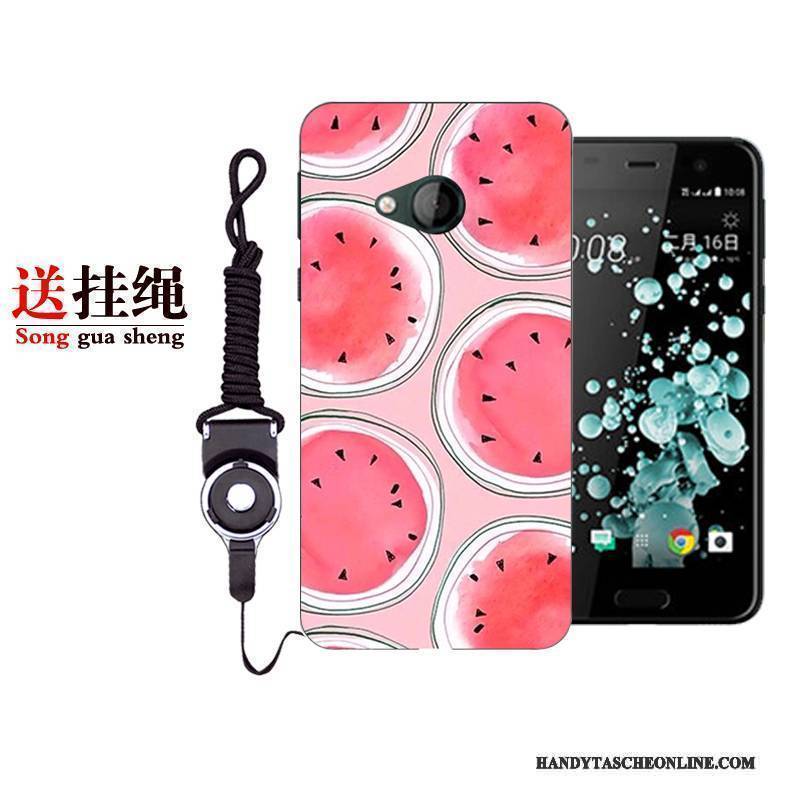 Hülle Htc U Play Schutz Handyhüllen Weiß, Case Htc U Play Karikatur Rot Anti-sturz