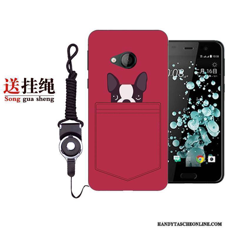 Hülle Htc U Play Schutz Handyhüllen Weiß, Case Htc U Play Karikatur Rot Anti-sturz