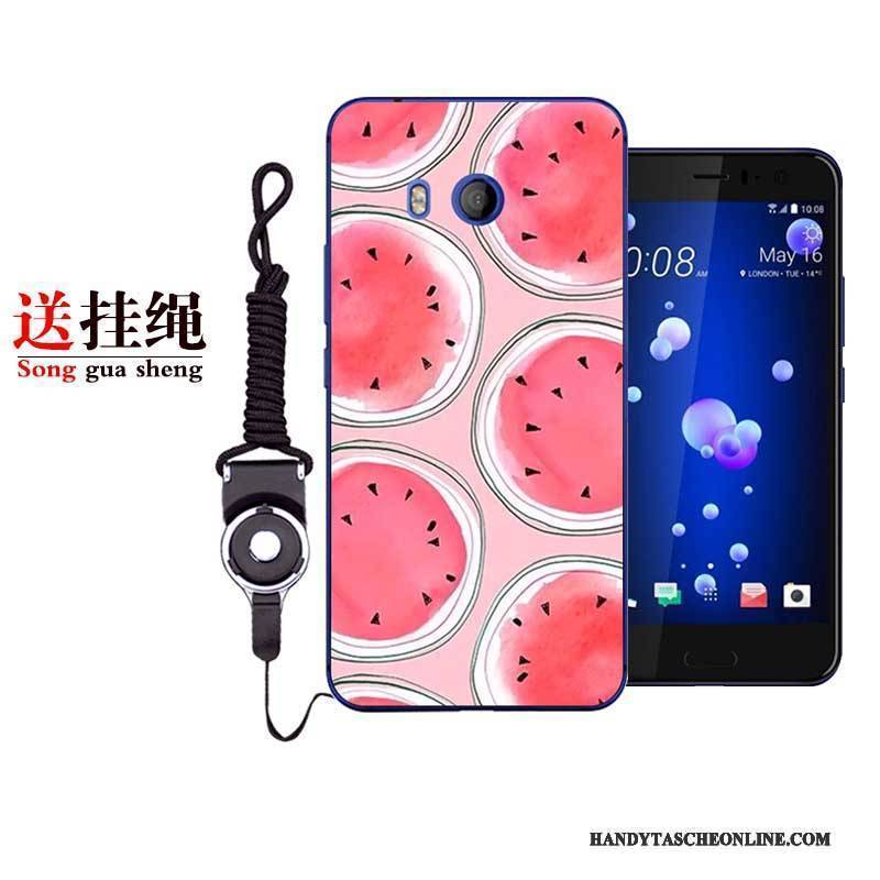 Hülle Htc U11 Weiche Anti-sturz Rot, Case Htc U11 Karikatur Handyhüllen Weiß