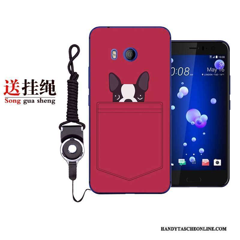 Hülle Htc U11 Weiche Anti-sturz Rot, Case Htc U11 Karikatur Handyhüllen Weiß