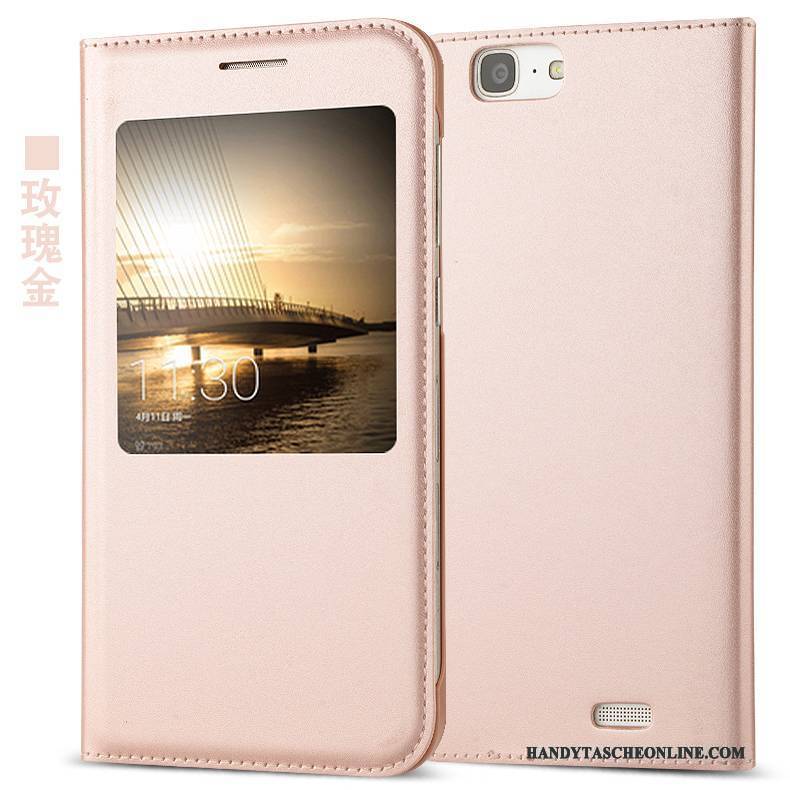 Hülle Huawei Ascend G7 Folio Handyhüllen Rosa, Case Huawei Ascend G7 Lederhülle Anti-sturz