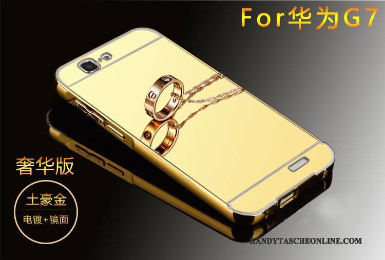 Hülle Huawei Ascend G7 Metall Grenze Gold, Case Huawei Ascend G7 Handyhüllen