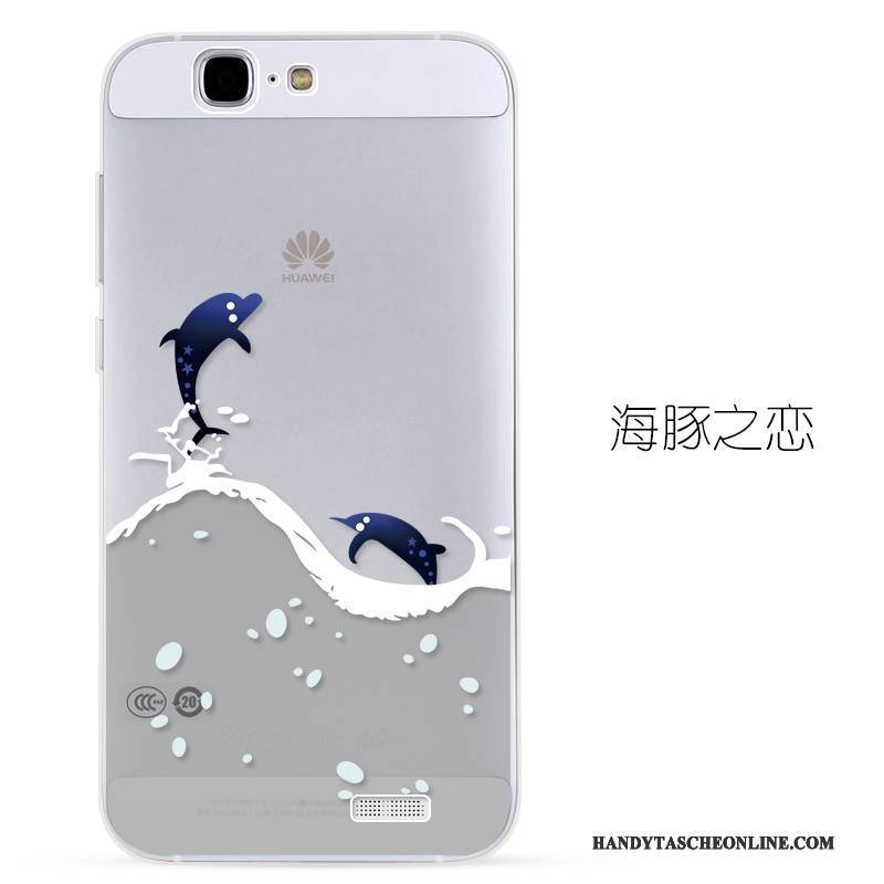 Hülle Huawei Ascend G7 Prägung Transparent Blau, Case Huawei Ascend G7 Silikon Handyhüllen