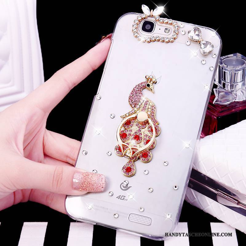 Hülle Huawei Ascend G7 Strass Handyhüllen Weiß, Case Huawei Ascend G7 Ring Trend