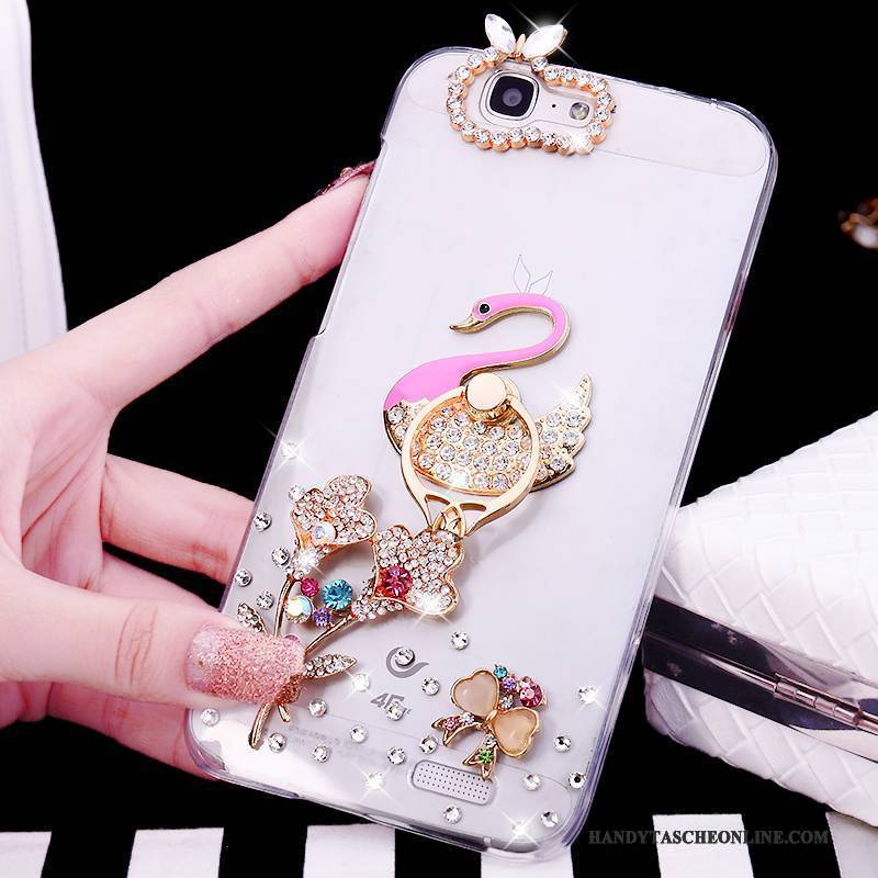 Hülle Huawei Ascend G7 Strass Handyhüllen Weiß, Case Huawei Ascend G7 Ring Trend