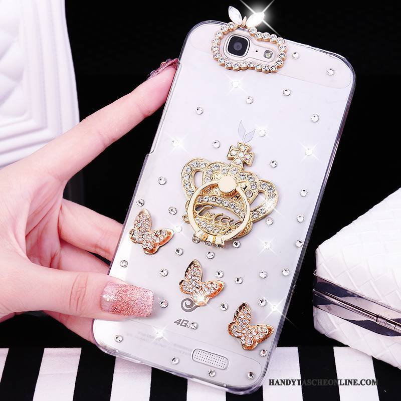 Hülle Huawei Ascend G7 Strass Handyhüllen Weiß, Case Huawei Ascend G7 Ring Trend