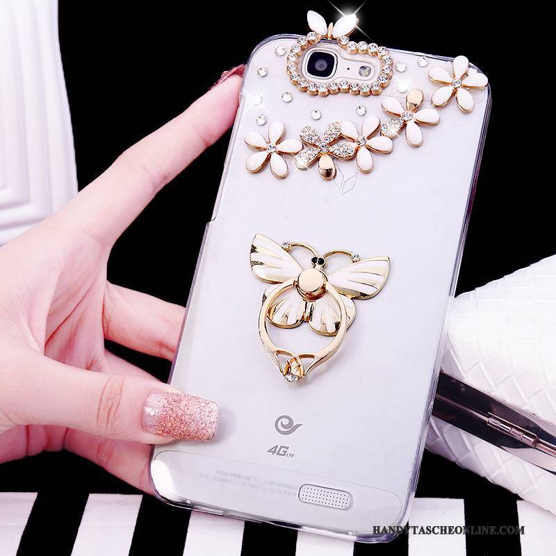 Hülle Huawei Ascend G7 Strass Handyhüllen Weiß, Case Huawei Ascend G7 Ring Trend