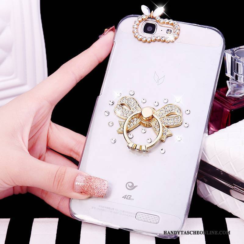 Hülle Huawei Ascend G7 Strass Handyhüllen Weiß, Case Huawei Ascend G7 Ring Trend