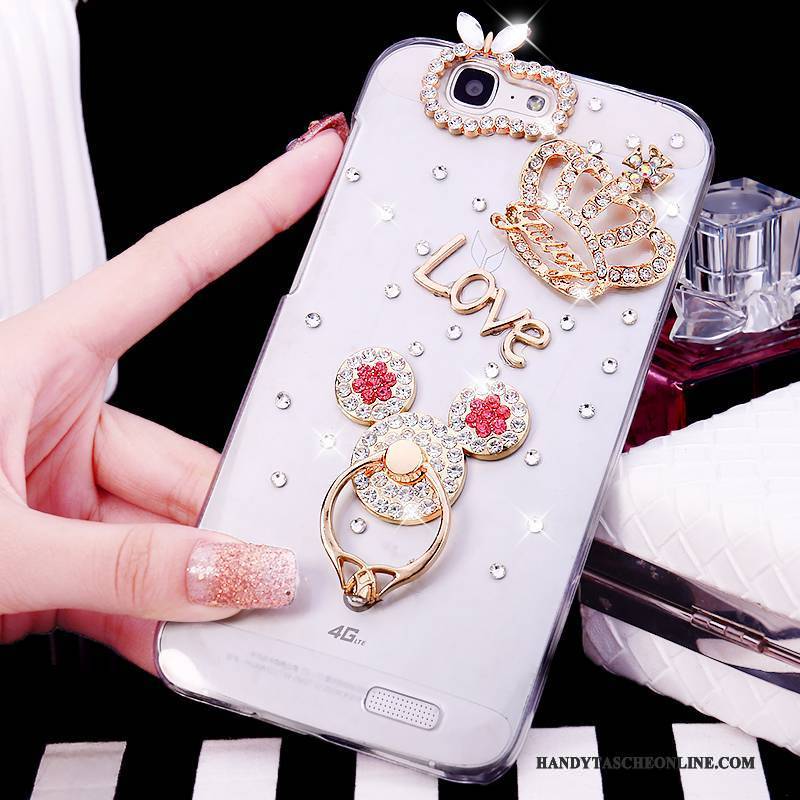 Hülle Huawei Ascend G7 Strass Handyhüllen Weiß, Case Huawei Ascend G7 Ring Trend