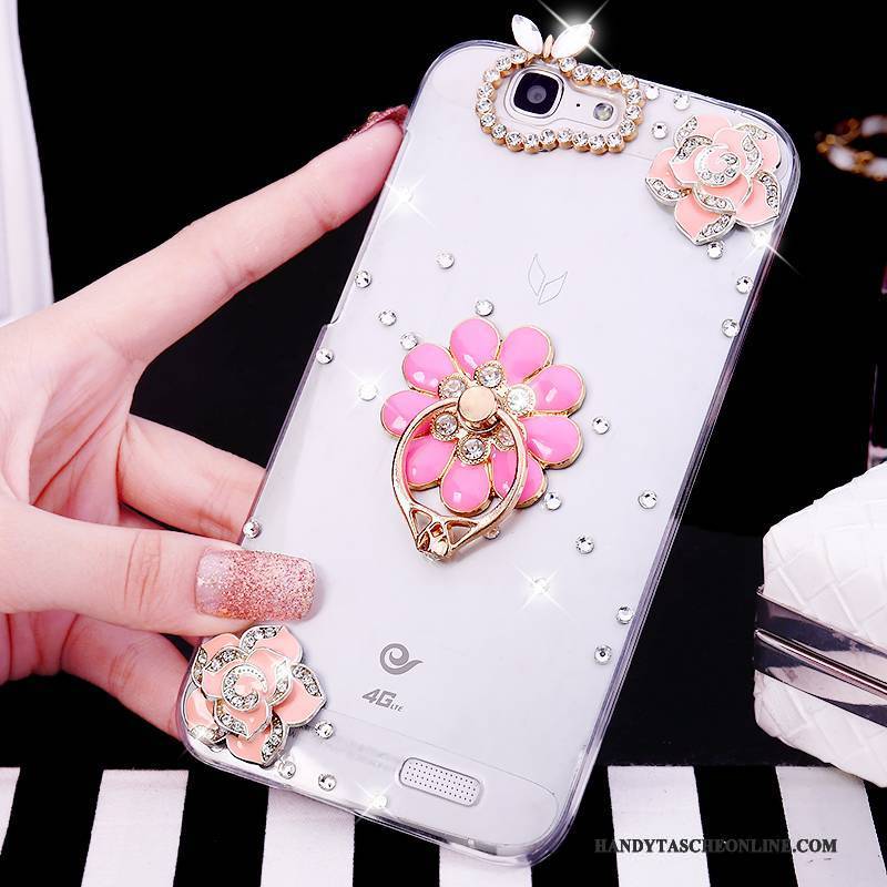 Hülle Huawei Ascend G7 Strass Handyhüllen Weiß, Case Huawei Ascend G7 Ring Trend