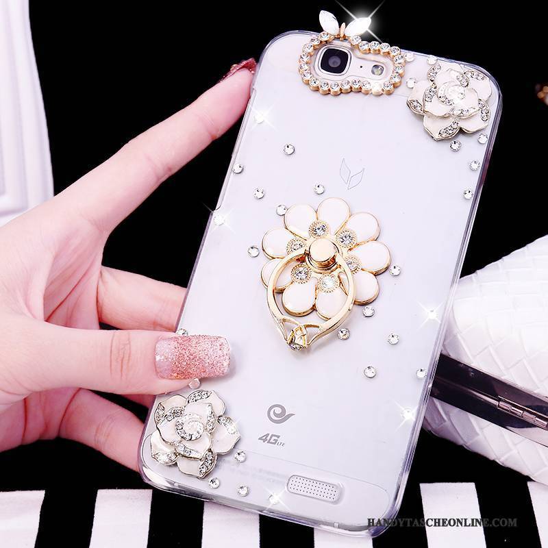 Hülle Huawei Ascend G7 Strass Handyhüllen Weiß, Case Huawei Ascend G7 Ring Trend