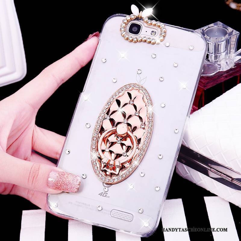 Hülle Huawei Ascend G7 Strass Handyhüllen Weiß, Case Huawei Ascend G7 Ring Trend