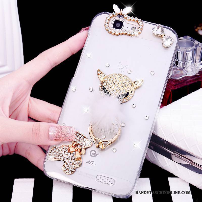 Hülle Huawei Ascend G7 Strass Handyhüllen Weiß, Case Huawei Ascend G7 Ring Trend