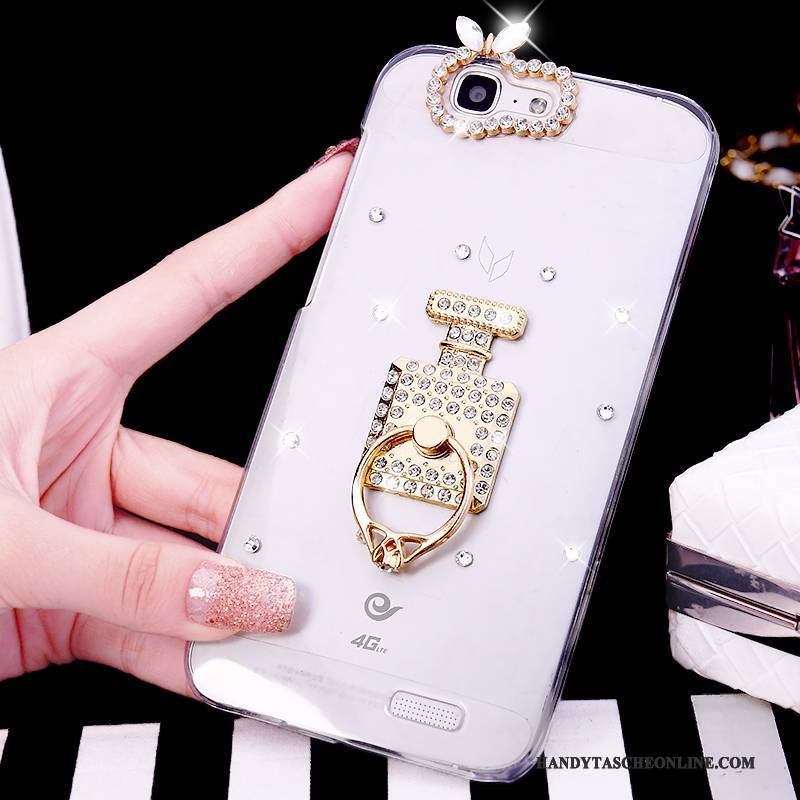 Hülle Huawei Ascend G7 Strass Handyhüllen Weiß, Case Huawei Ascend G7 Ring Trend