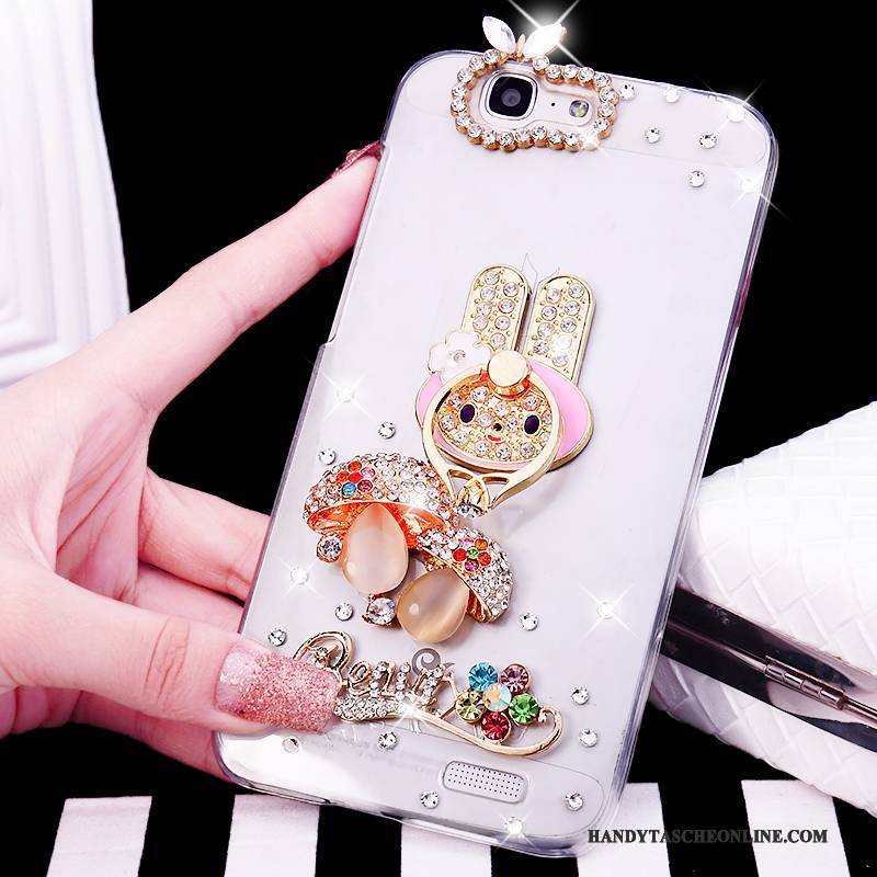 Hülle Huawei Ascend G7 Strass Handyhüllen Weiß, Case Huawei Ascend G7 Ring Trend