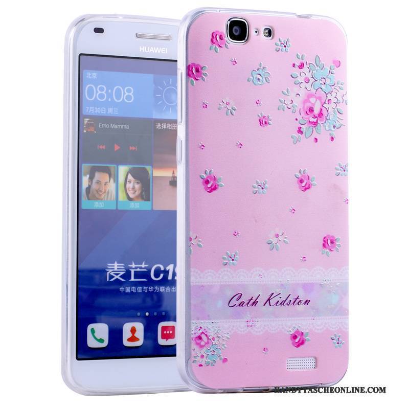 Hülle Huawei Ascend G7 Weiche Anti-sturz Rosa, Case Huawei Ascend G7 Karikatur Handyhüllen