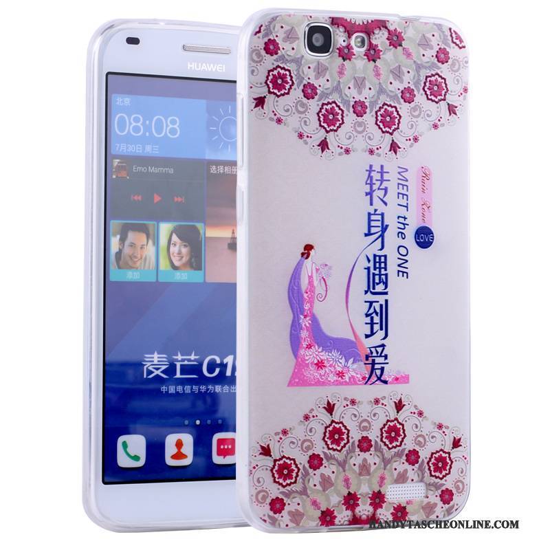 Hülle Huawei Ascend G7 Weiche Anti-sturz Rosa, Case Huawei Ascend G7 Karikatur Handyhüllen